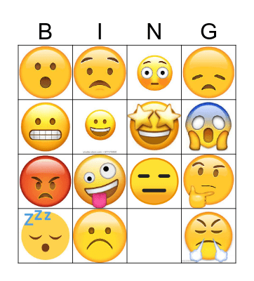 Feelings with emojis Bingo Card