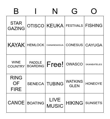BY THE FINGER LAKES Bingo Card