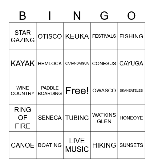 BY THE FINGER LAKES Bingo Card