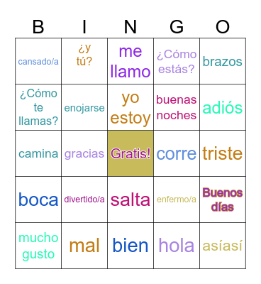 SPANISH GREETINGS Bingo Card