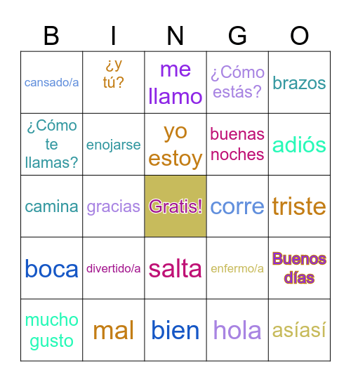 SPANISH GREETINGS Bingo Card