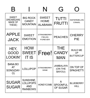 SWEET BINGO Card