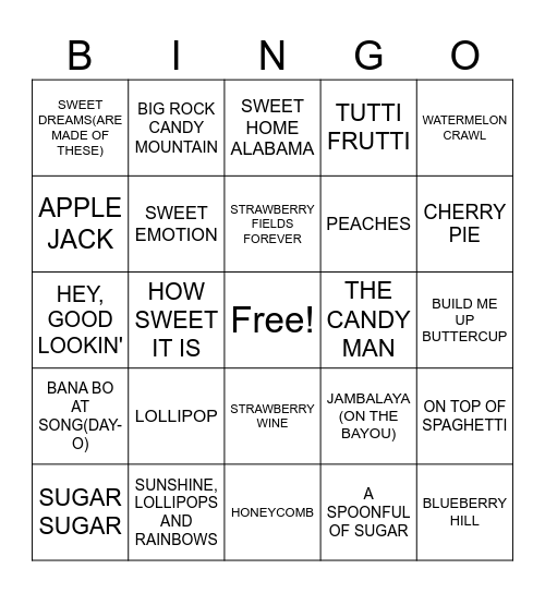 SWEET BINGO Card