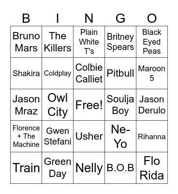 2000's Bingo Card