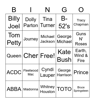 80's Bingo Card