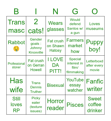 Jack (not Abbot) bingo Card