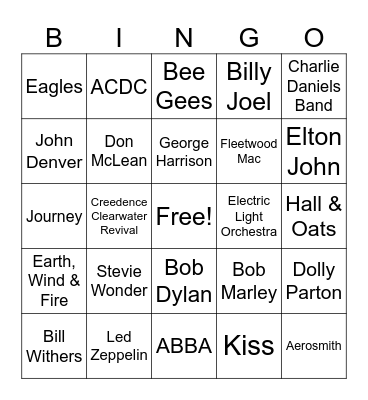70's Bingo Card