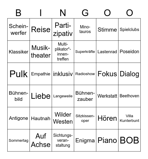 SPRITZ & SPIELPLAN 2026 Bingo Card