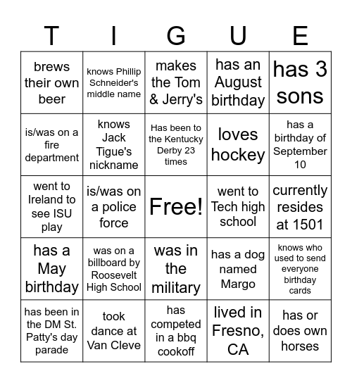 FIND THE FAMILY MEMBER WHO.... Bingo Card