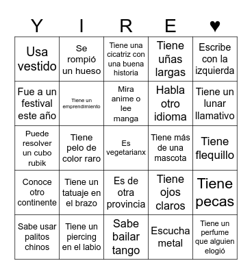 Bingo de personas Bingo Card