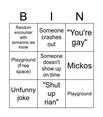 Town Bingo Card