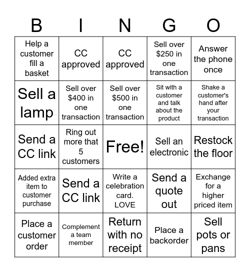 Weekend 07/10 - 07/12 Bingo Card