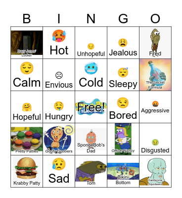 Zones of Regulation Bingo Card