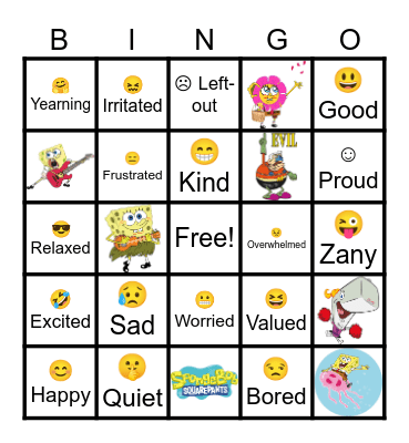 Zones of Regulation Bingo Card