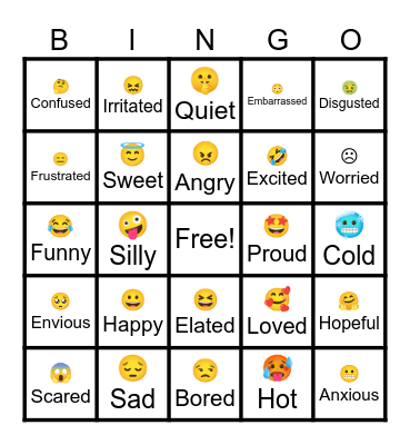 Feelings and emotions. Bingo Card