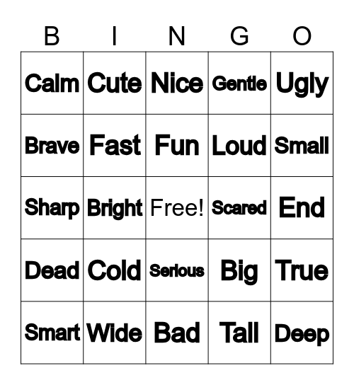 Synonym & Antonym BINGO Card