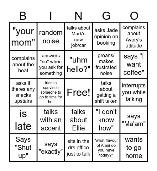 Qwe Bingo Card