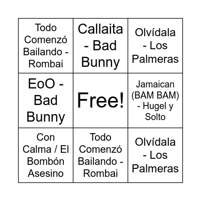 Bingo musical Bingo Card
