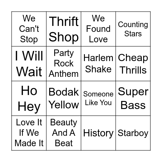 2010s Bingo 3 Bingo Card
