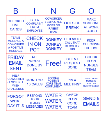 MANAGER FRI-YAY Bingo Card
