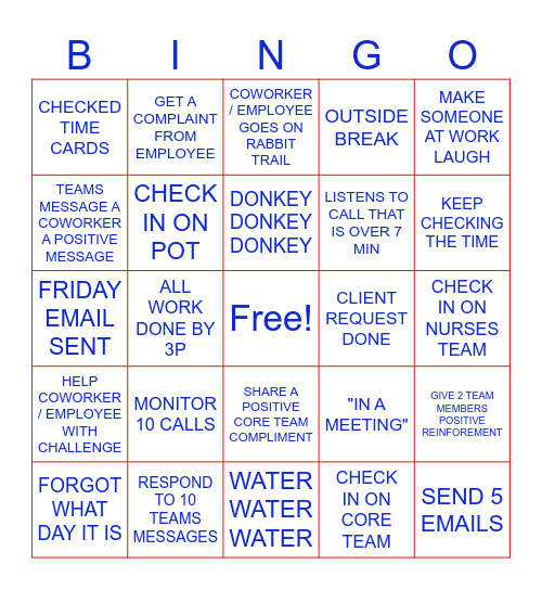 MANAGER FRI-YAY Bingo Card
