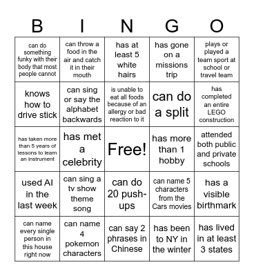 Getting to Know Our GC Bingo Card