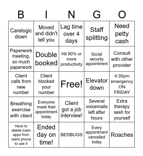 Community mental health bingo Card