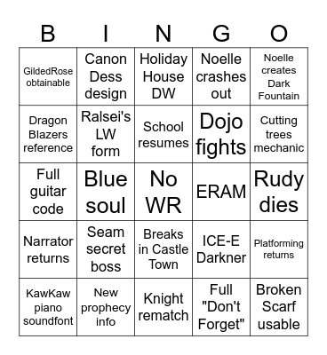 DR Chapter 6 Bingo Card