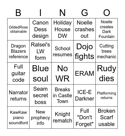 DR Chapter 6 Bingo Card
