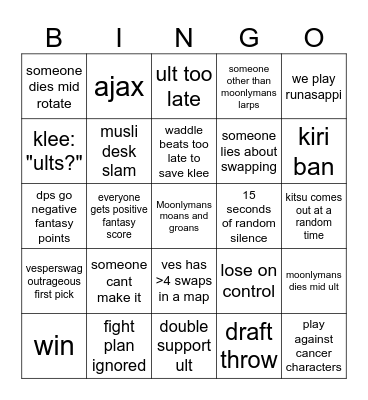 owcx match bingo Card