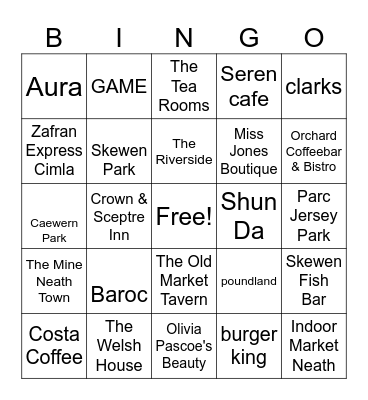 neath bingo Card
