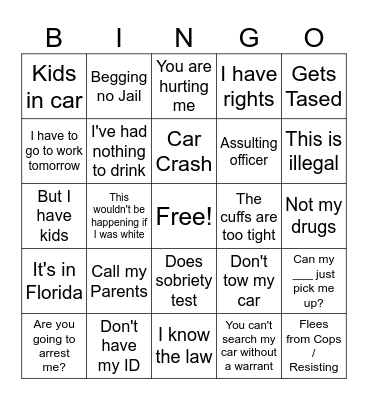 Police body cam Bingo Card