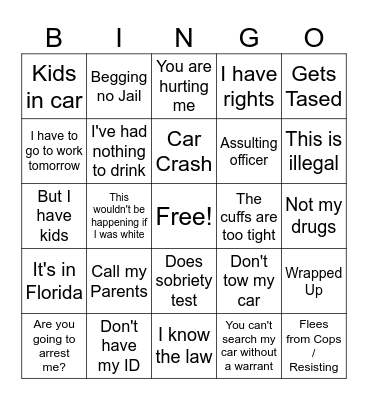 Police body cam Bingo Card