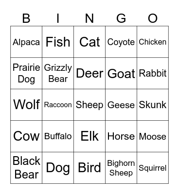 The Wild West Bingo Card