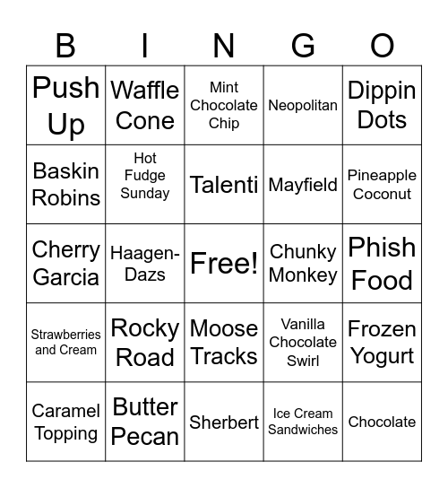 NATIONAL ICE CREAM MONTH Bingo Card
