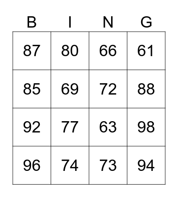 Bingo Card
