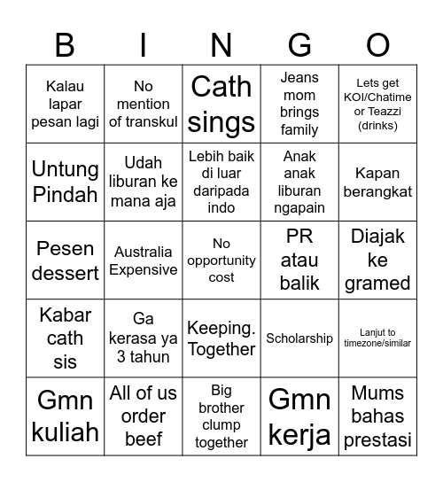 Untitled Bingo Card
