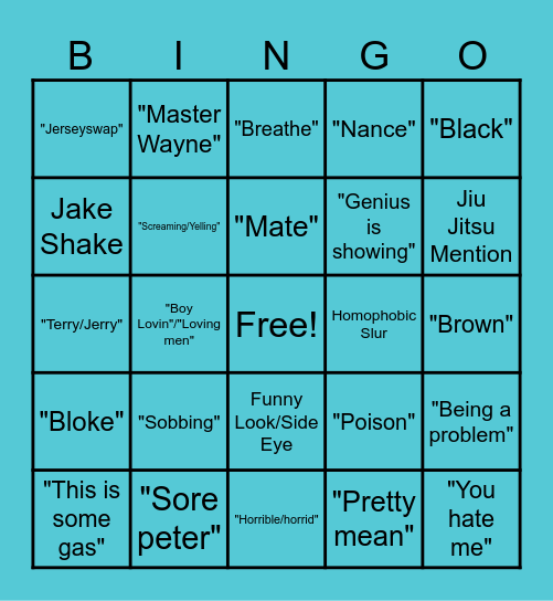 Jake Bingo Card