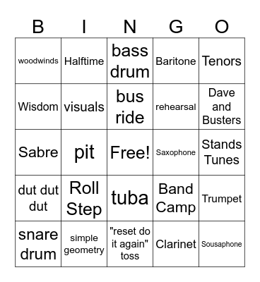 DAHSMB Family Game Night! Bingo Card
