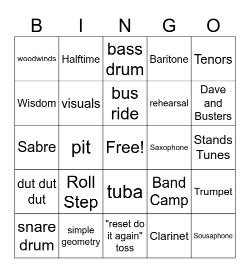 DAHSMB Family Game Night! Bingo Card