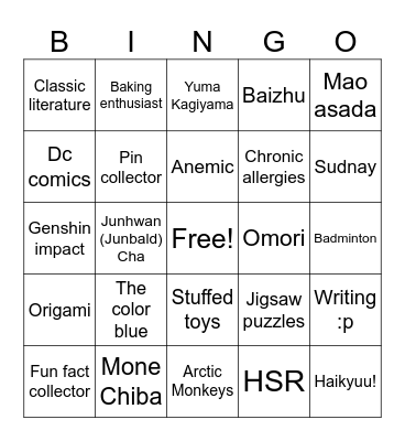 Leaf bingo Card