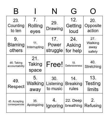 Defiance Bingo Card