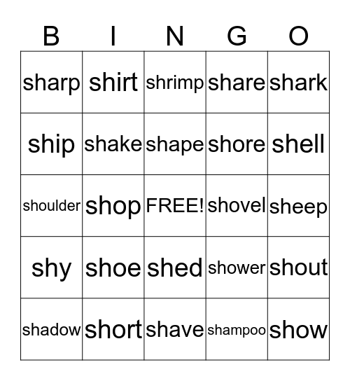 SH Bingo Card