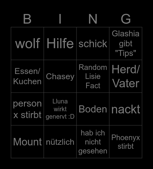 Moon Bingo Card