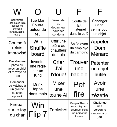 Bingo Pinto Bingo Card