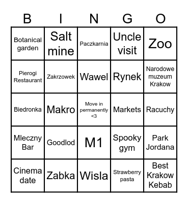 Krakow Bingo Card