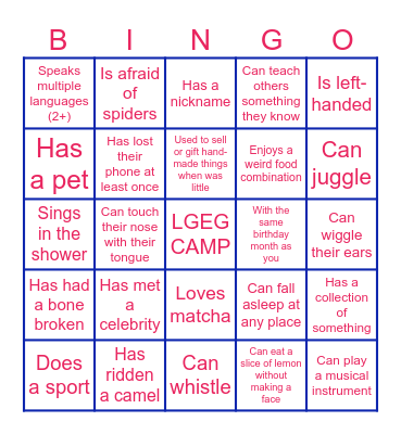 FIND SOMEONE WHO Bingo Card