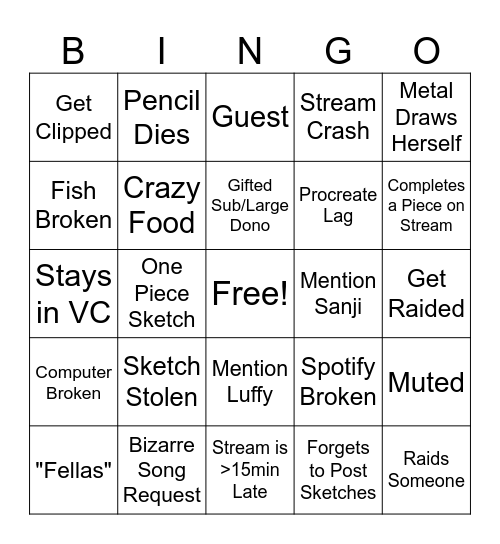 MetalHiro Bingo Card