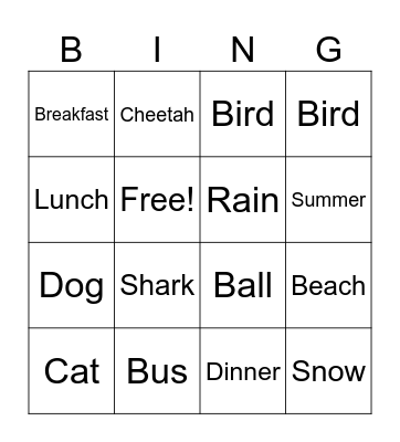 Random Bingo Card
