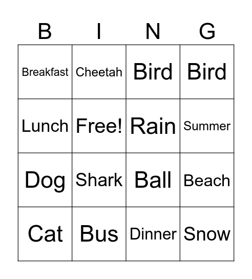 Random Bingo Card